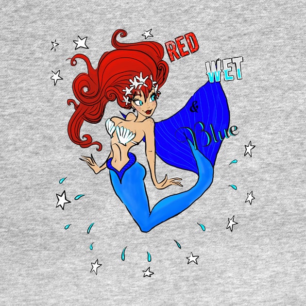 Red Wet & Blue 4th of July Mermaid by pepekauai